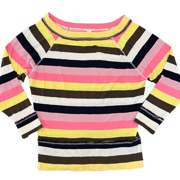 Caslon Yellow, Pink, Navy, Green & Ivory Light Weight Boatneck Sweater - SIZE M - Picture 2 of 6